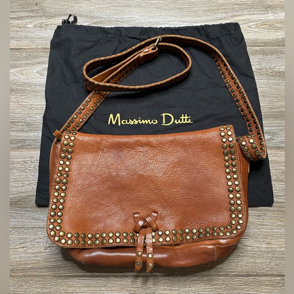 Massimo Dutti Studded Leather Crossbody Bag